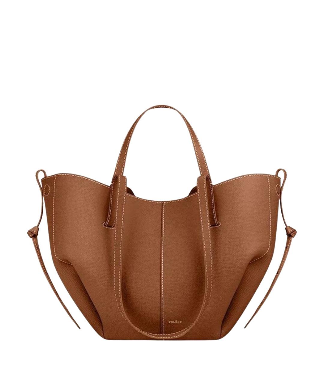 POLENE Коричневая кожаная сумка тоут, фото 1
