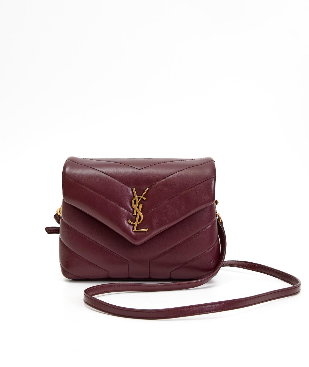 SAINT LAURENT Бордовая кожаная сумка через плечо, фото 5