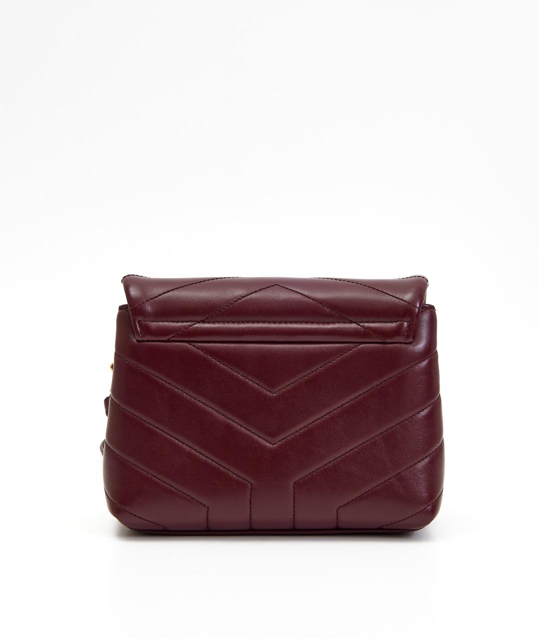 SAINT LAURENT Бордовая кожаная сумка через плечо, фото 3