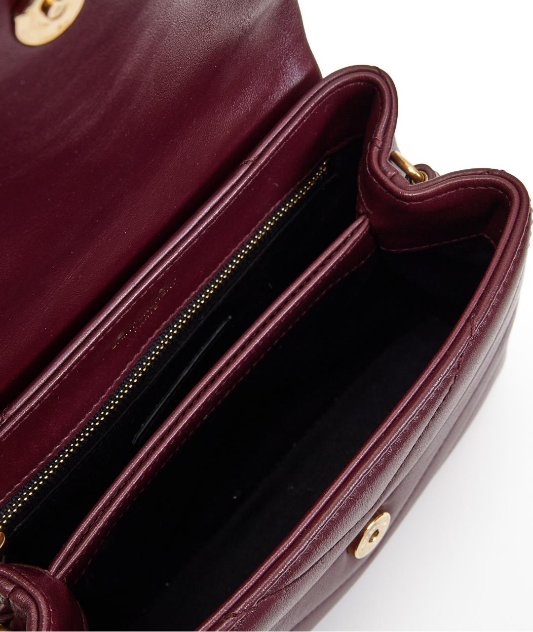 SAINT LAURENT Бордовая кожаная сумка через плечо, фото 4