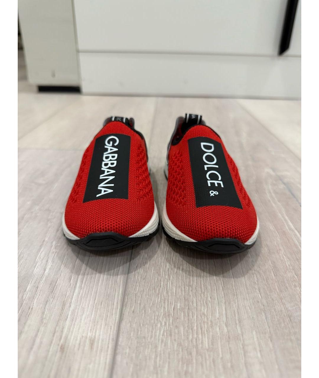 DOLCE&GABBANA Красные текстильные кеды, фото 2