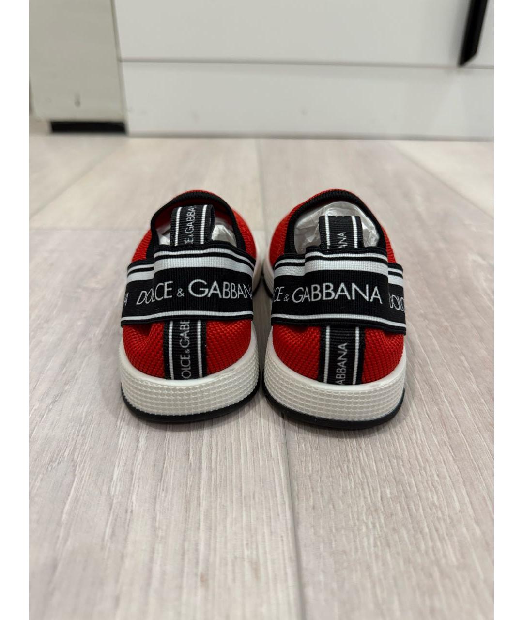 DOLCE&GABBANA Красные текстильные кеды, фото 4