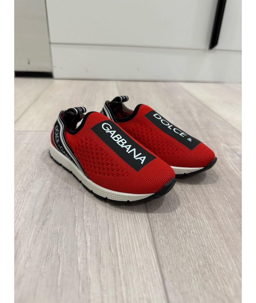 DOLCE&GABBANA Красные текстильные кеды, фото 5