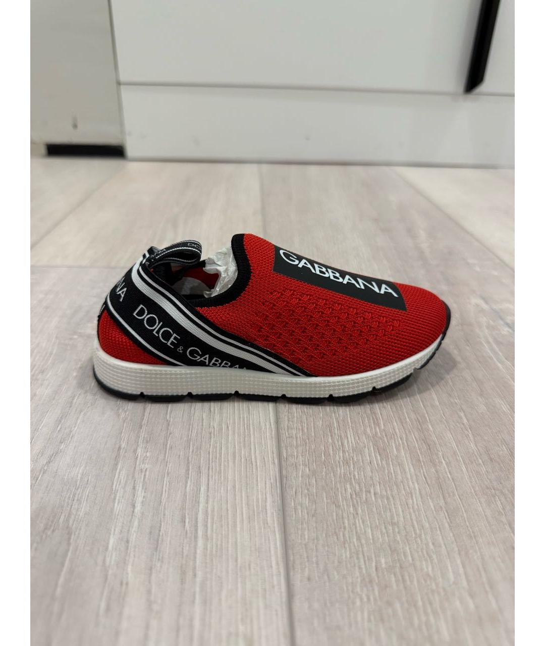 DOLCE&GABBANA Красные текстильные кеды, фото 8