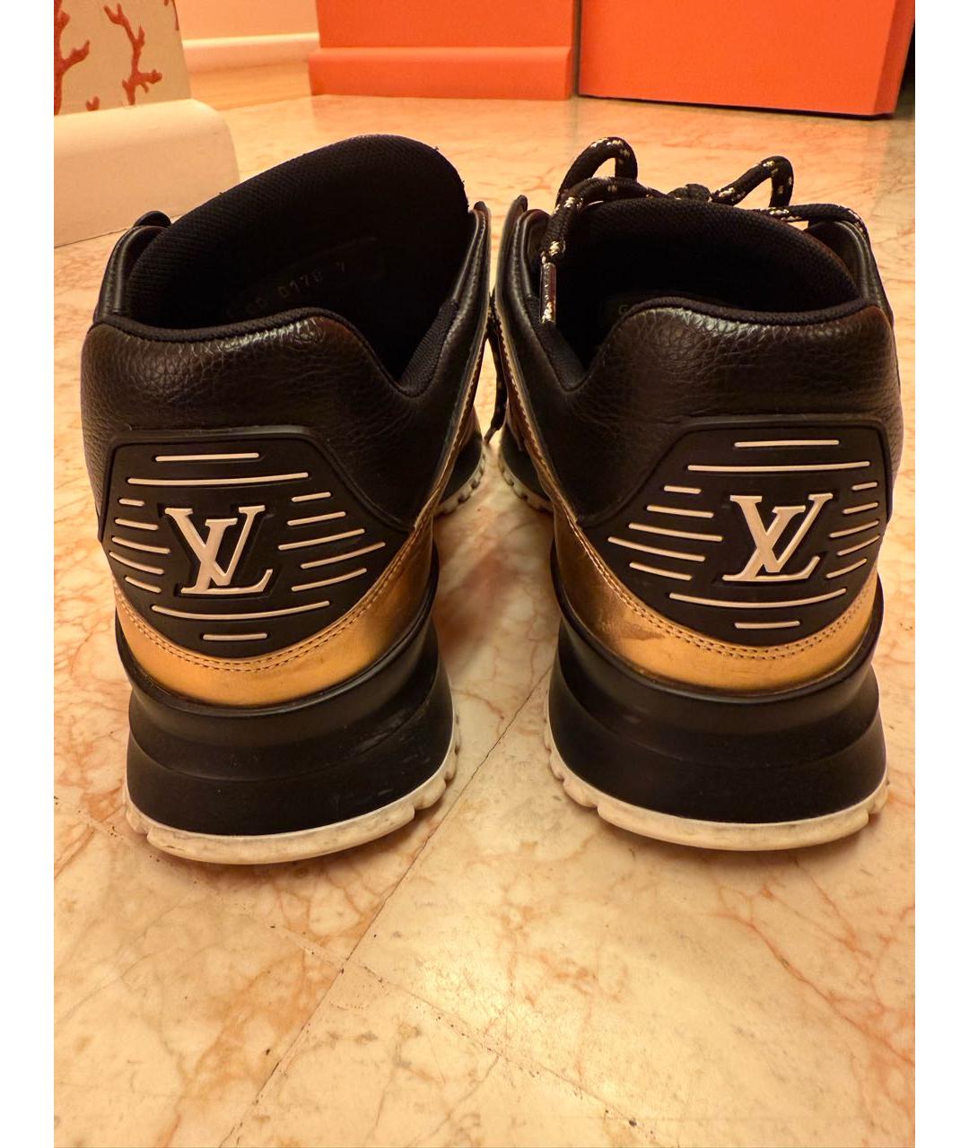 LOUIS VUITTON Золотые кожаные низкие кроссовки / кеды, фото 4