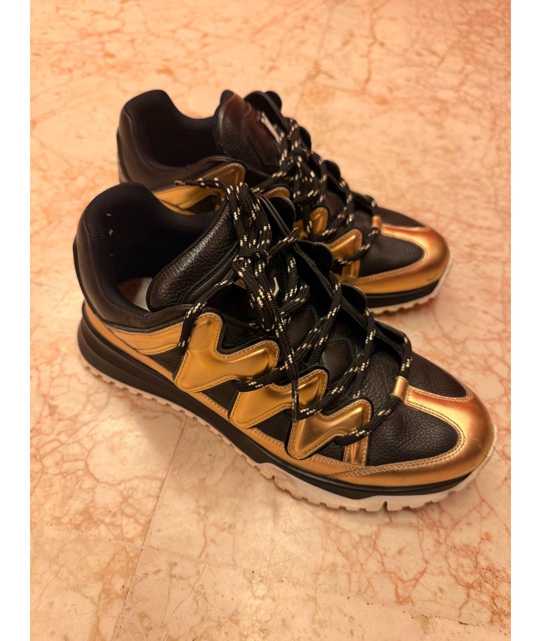 LOUIS VUITTON Золотые кожаные низкие кроссовки / кеды, фото 3