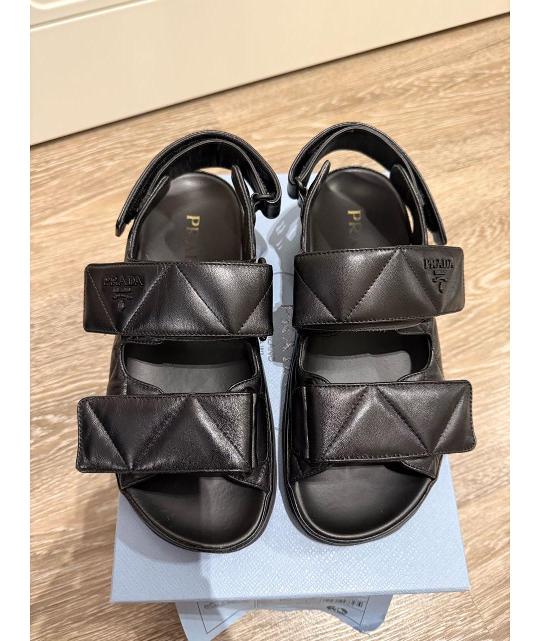 PRADA Черные кожаные сандалии, фото 2