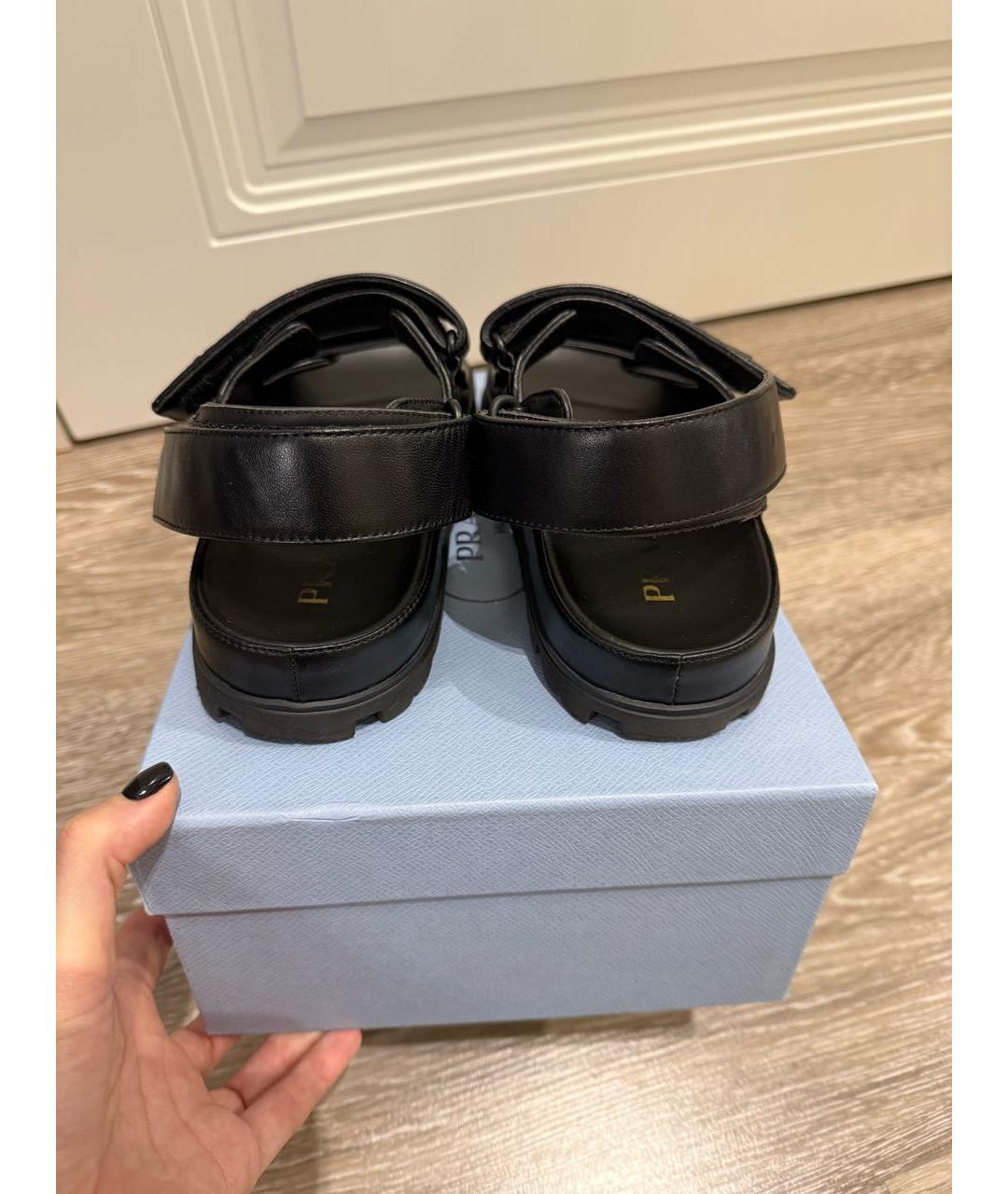 PRADA Черные кожаные сандалии, фото 4