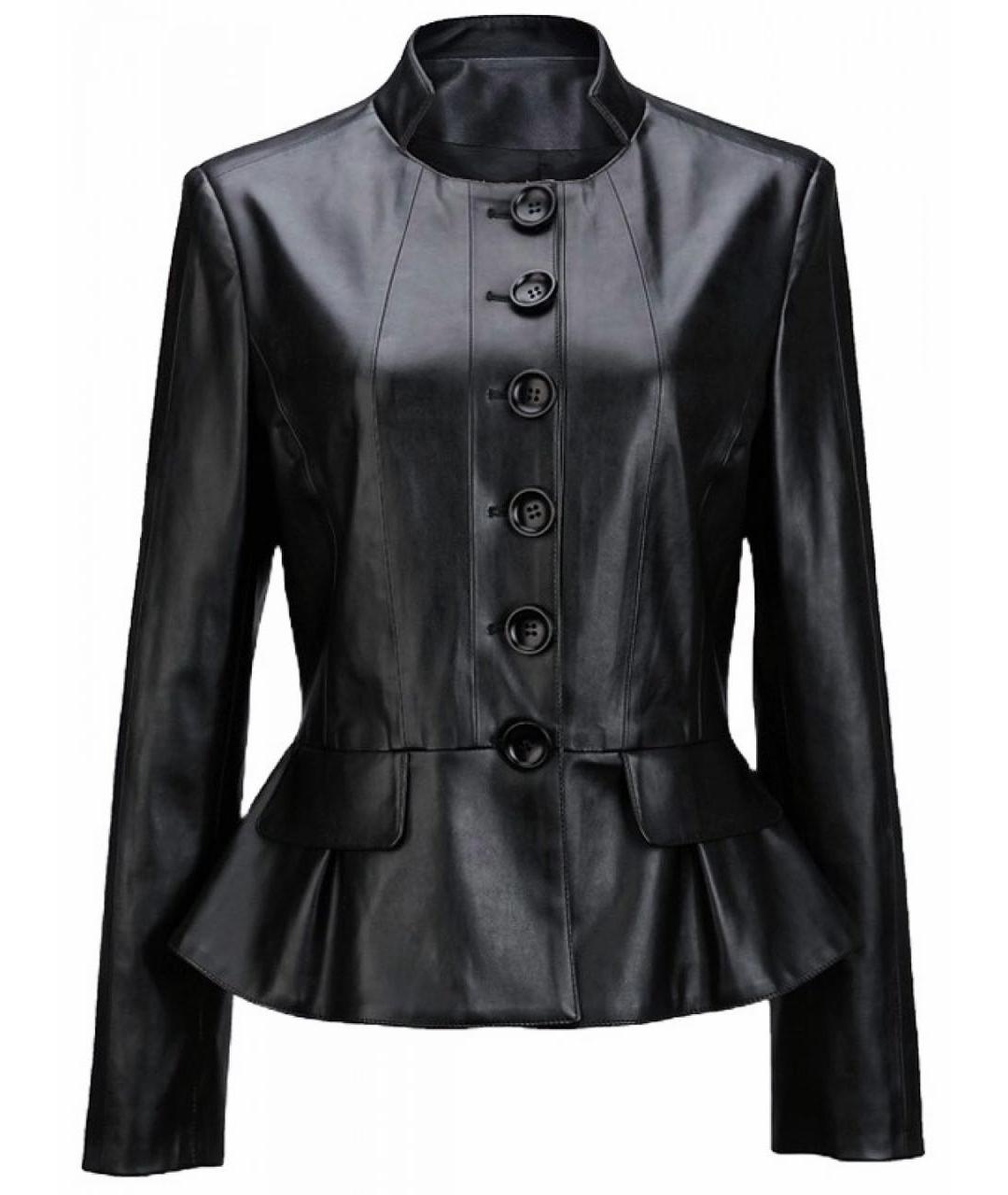 BURBERRY Черная кожаная куртка, фото 1