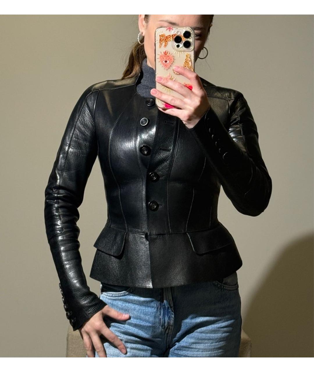 BURBERRY Черная кожаная куртка, фото 8