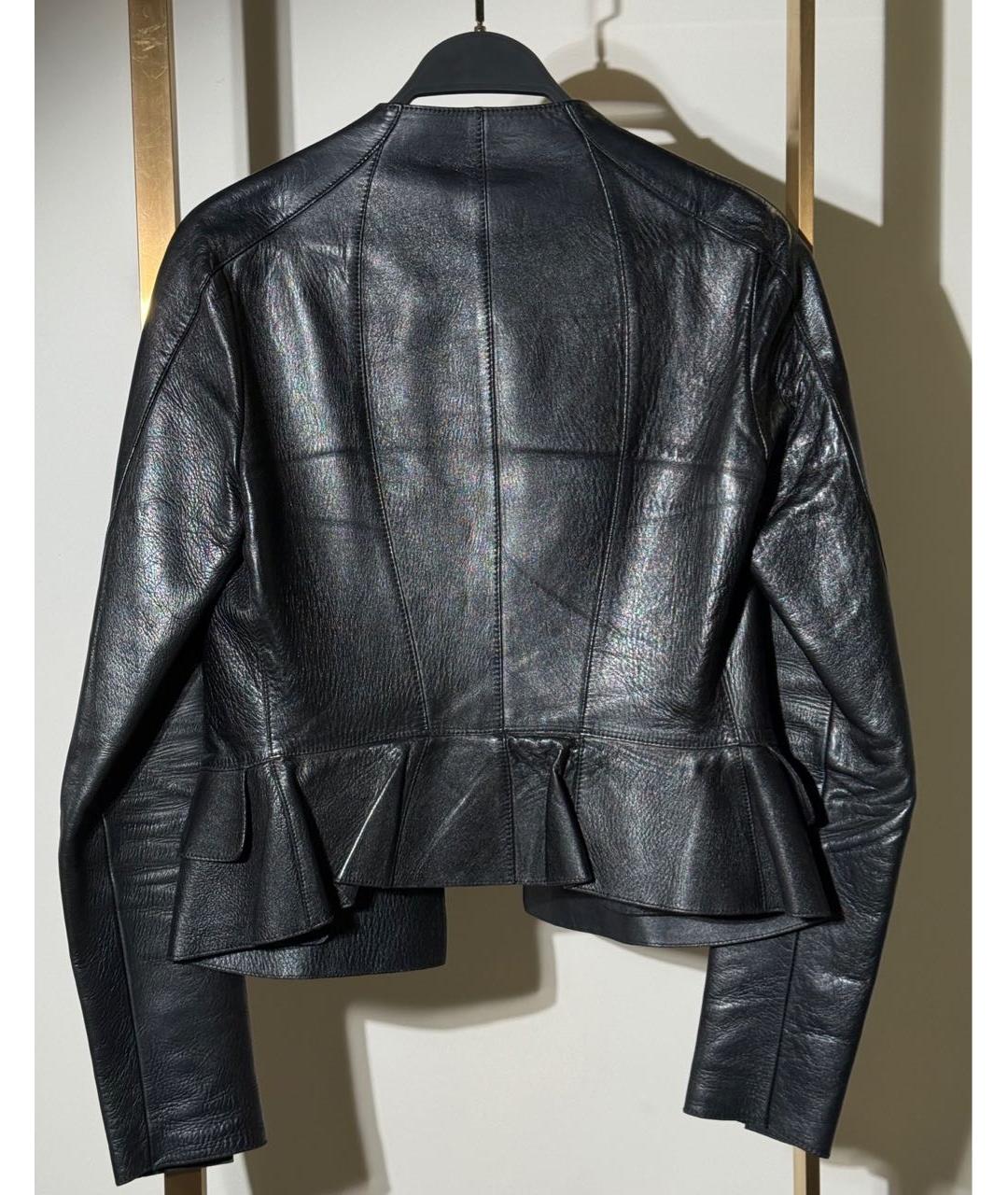 BURBERRY Черная кожаная куртка, фото 2