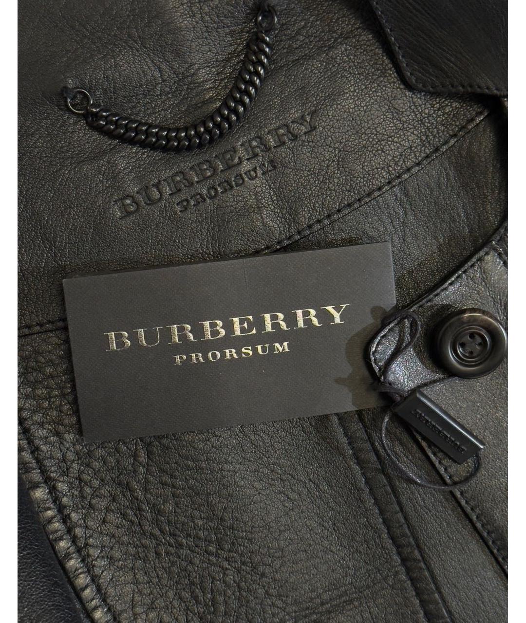 BURBERRY Черная кожаная куртка, фото 3