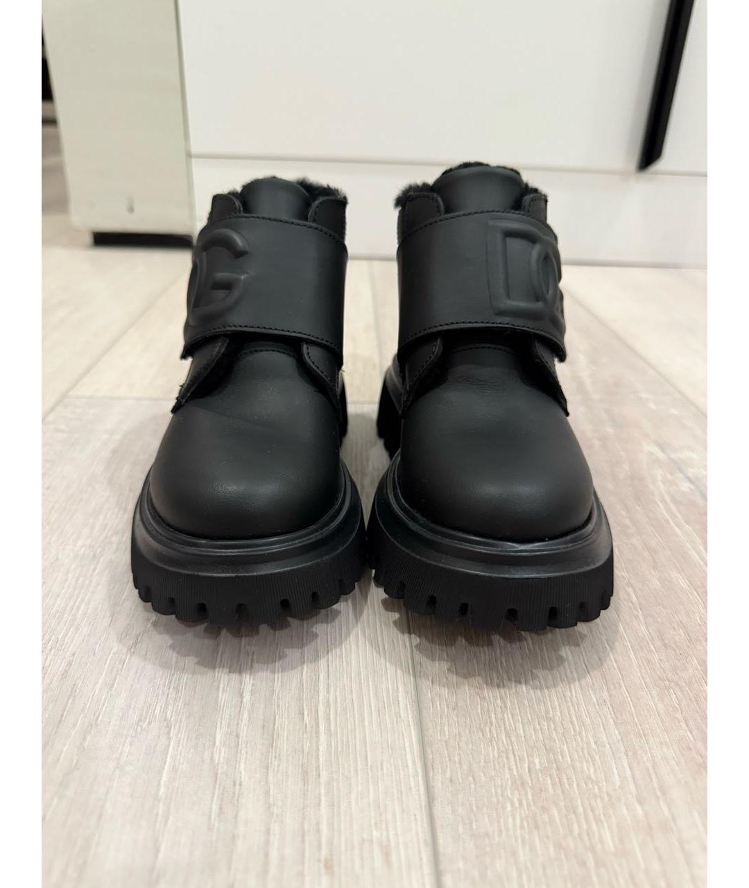 DOLCE&GABBANA Черные кожаные ботинки, фото 2