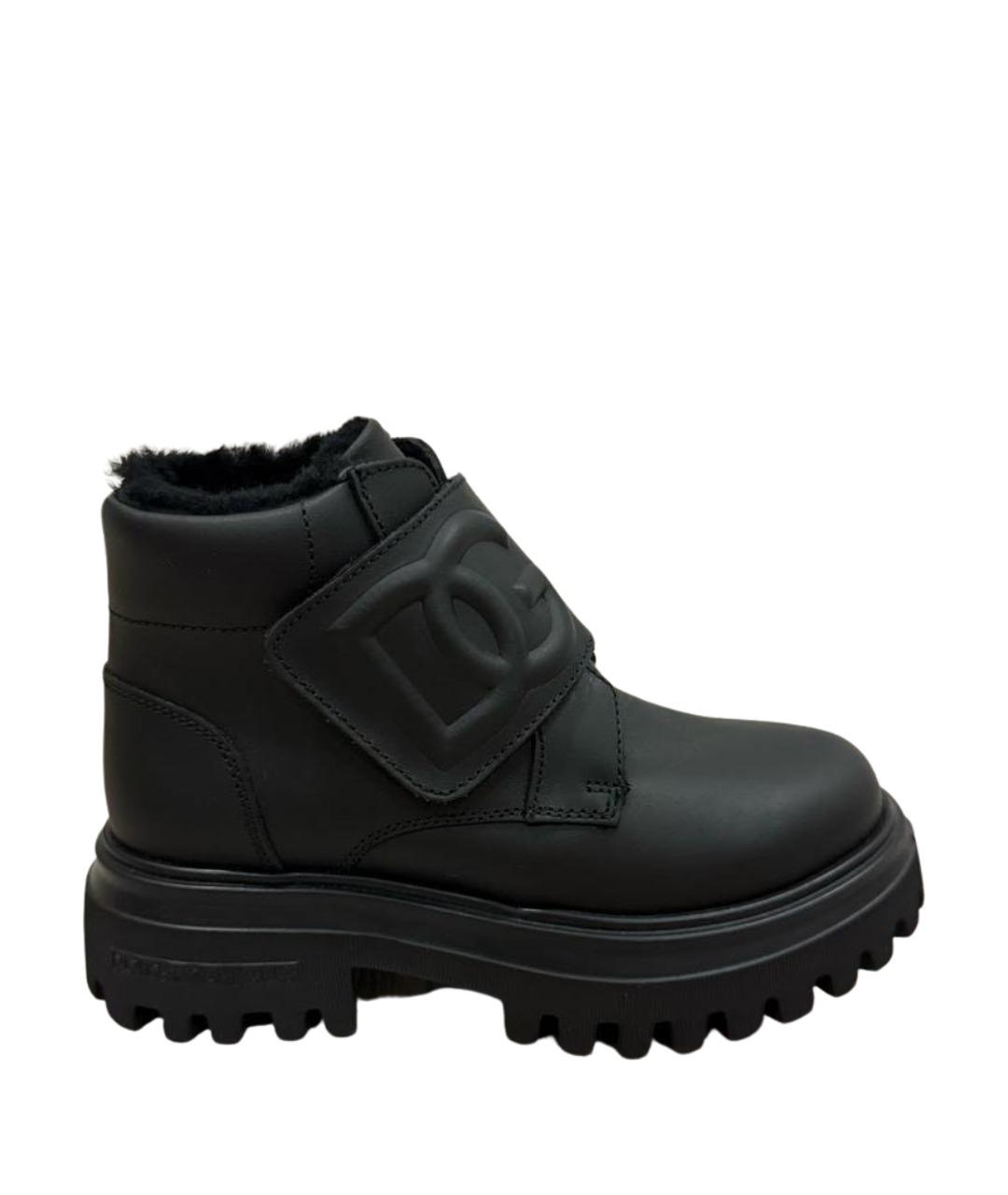 DOLCE&GABBANA Черные кожаные ботинки, фото 1