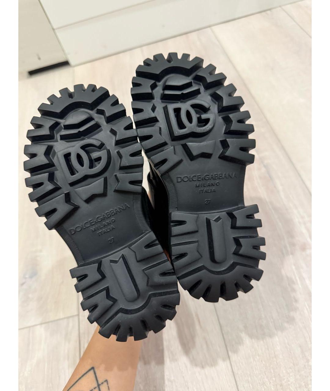 DOLCE&GABBANA Черные кожаные ботинки, фото 6