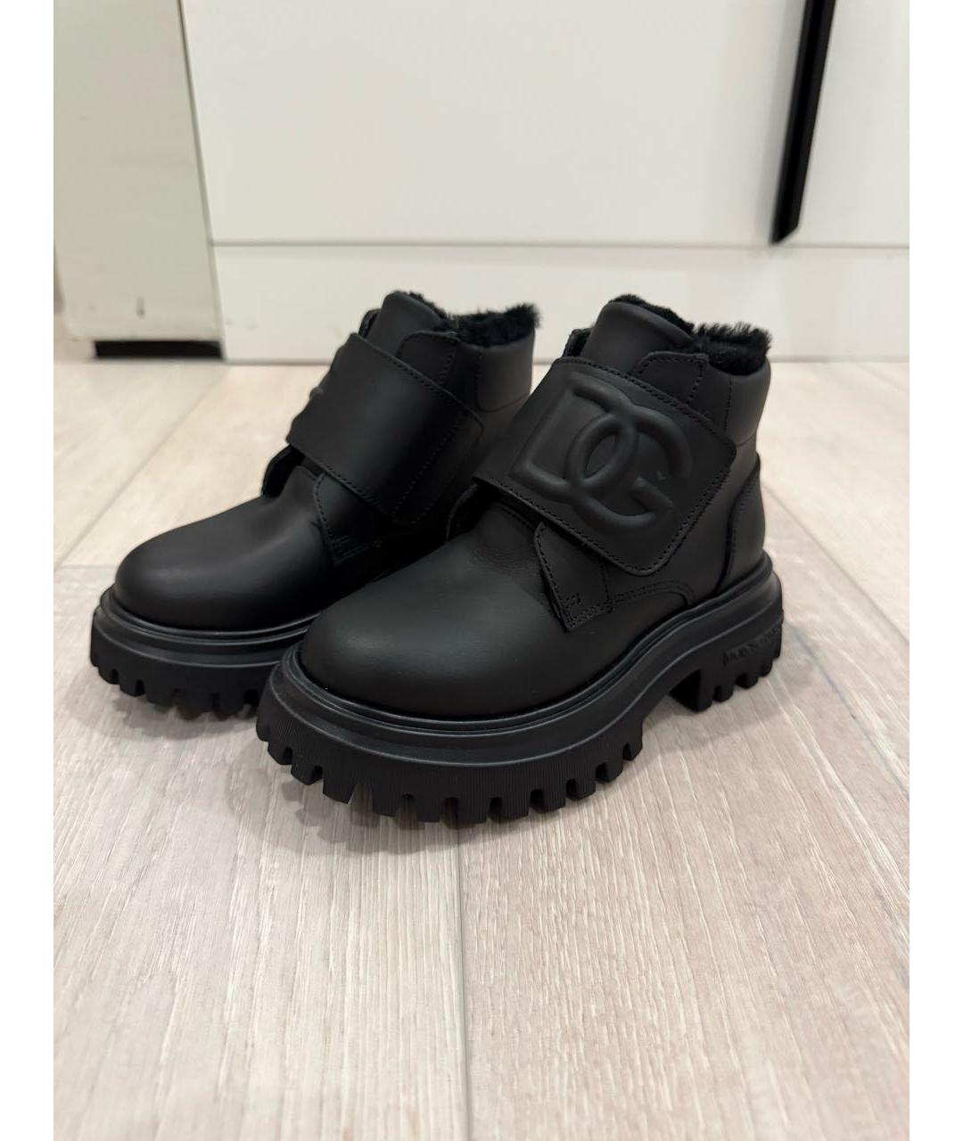 DOLCE&GABBANA Черные кожаные ботинки, фото 5