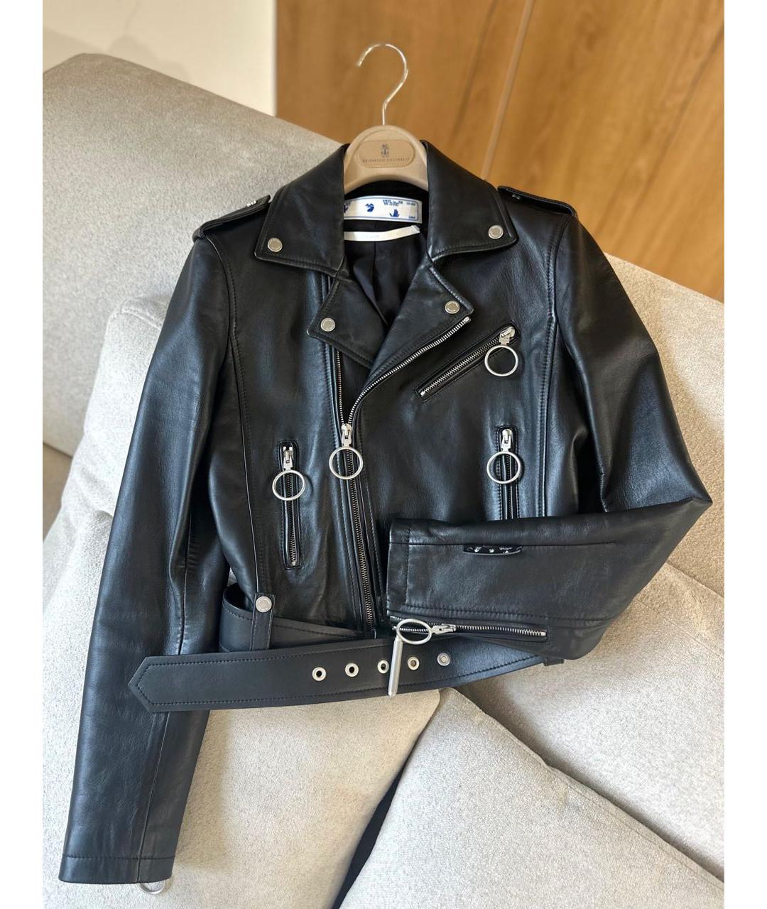 OFF-WHITE Черная кожаная куртка, фото 3