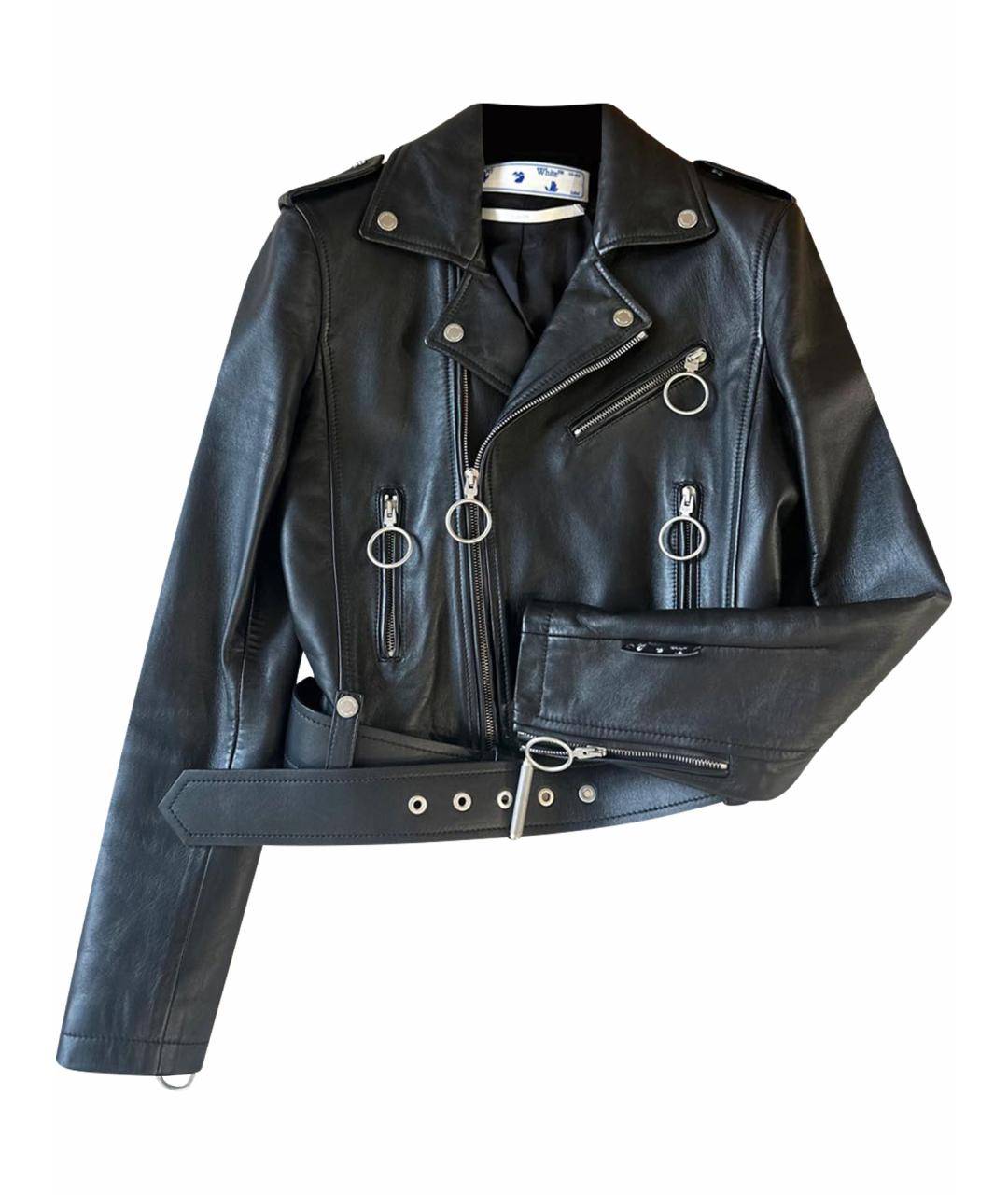 OFF-WHITE Черная кожаная куртка, фото 1