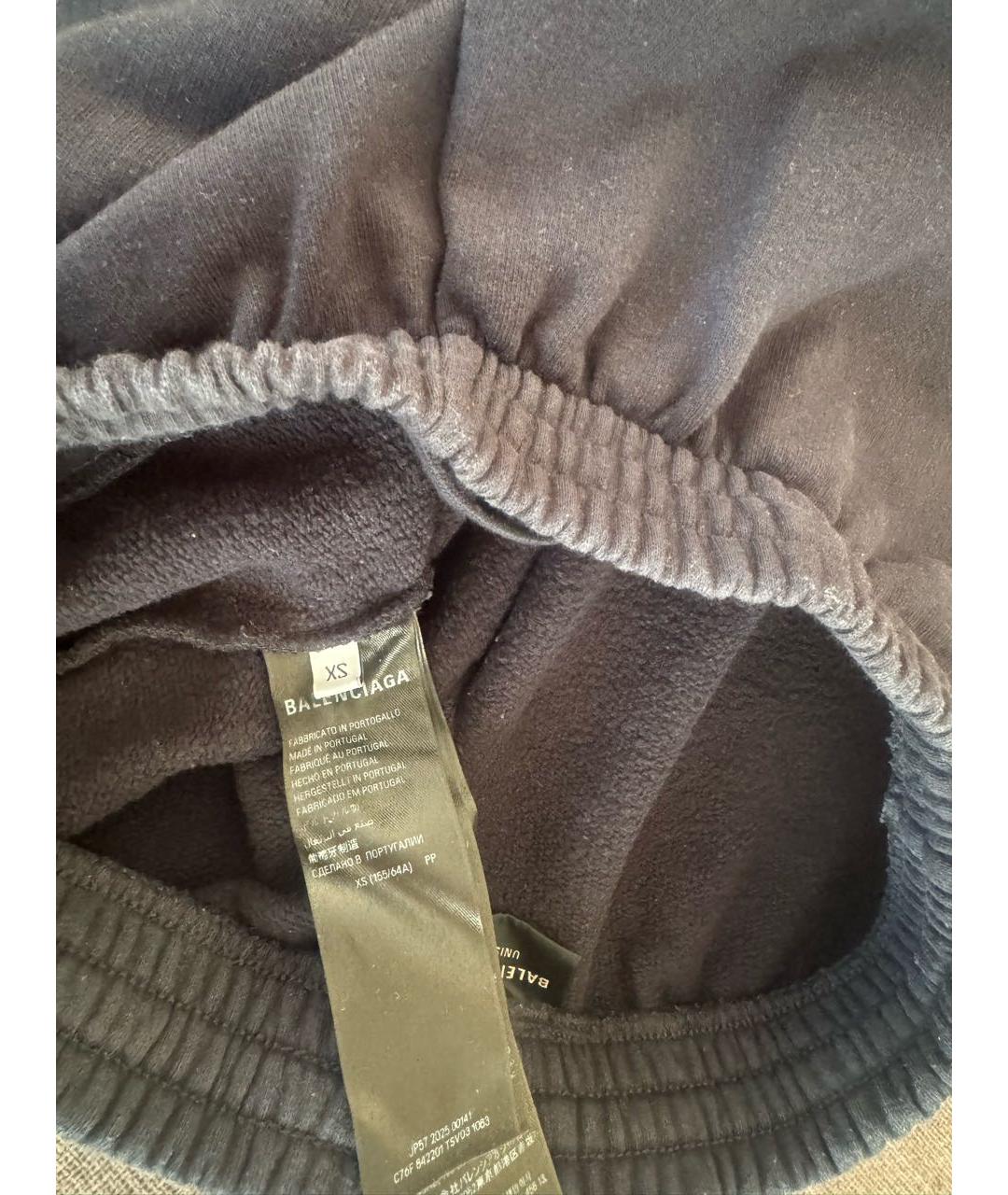 BALENCIAGA Черные хлопковые спортивные брюки и шорты, фото 4