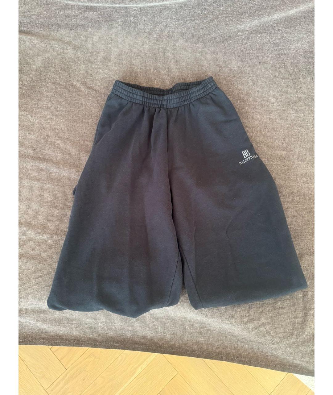 BALENCIAGA Черные хлопковые спортивные брюки и шорты, фото 2