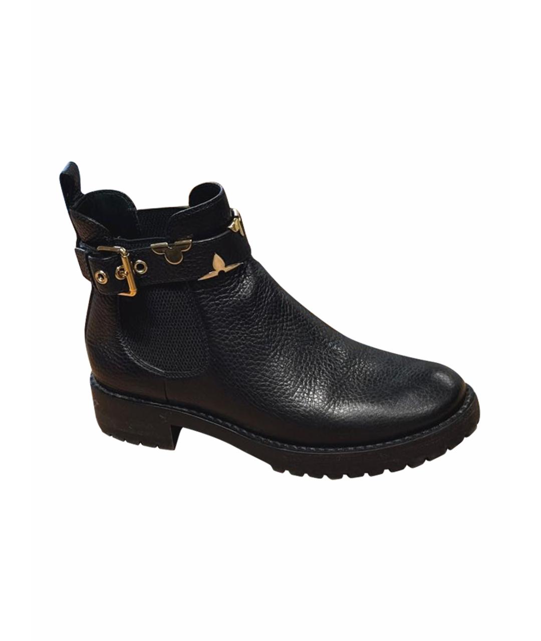 LOUIS VUITTON Черные кожаные полусапоги, фото 1