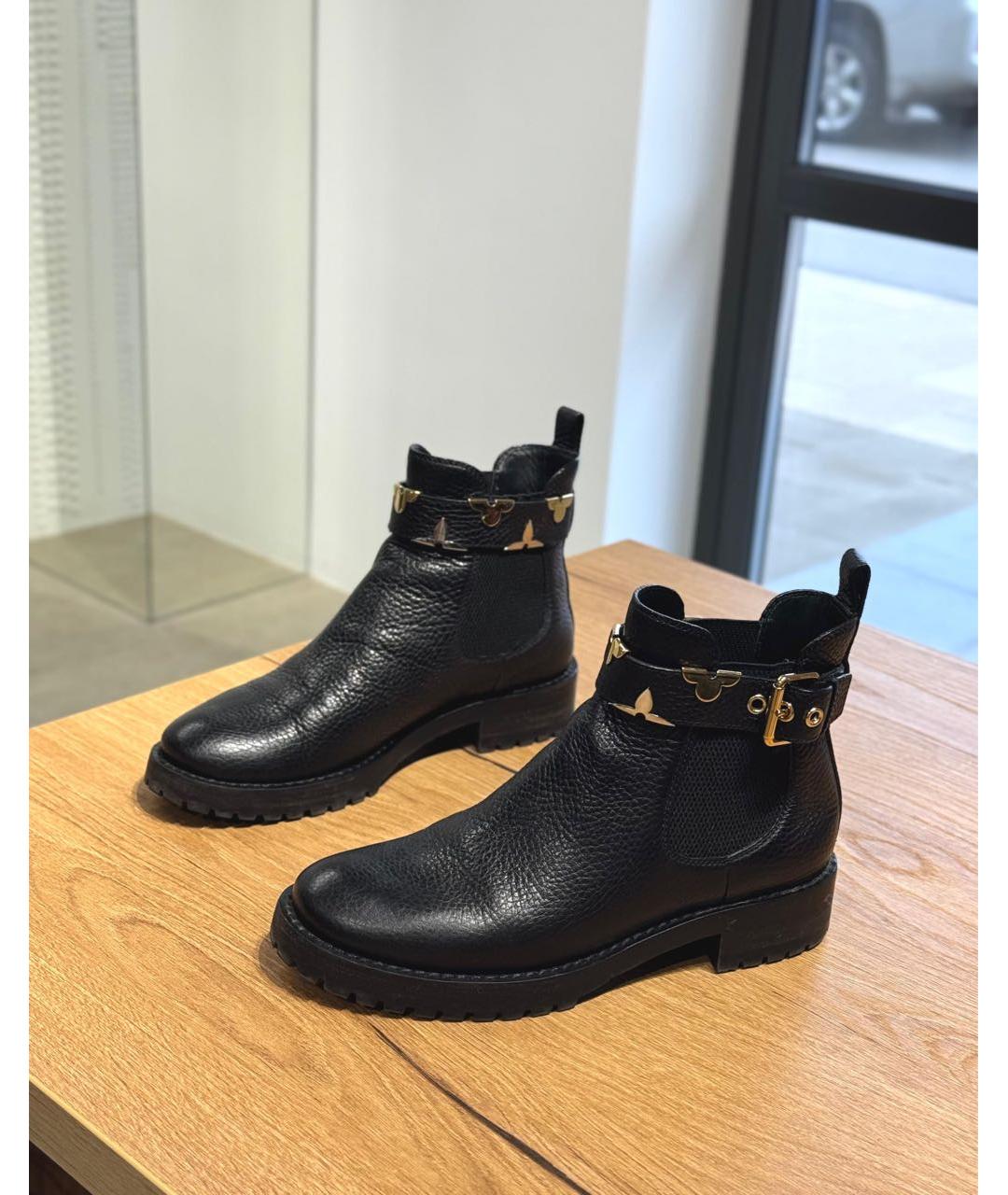 LOUIS VUITTON Черные кожаные полусапоги, фото 3