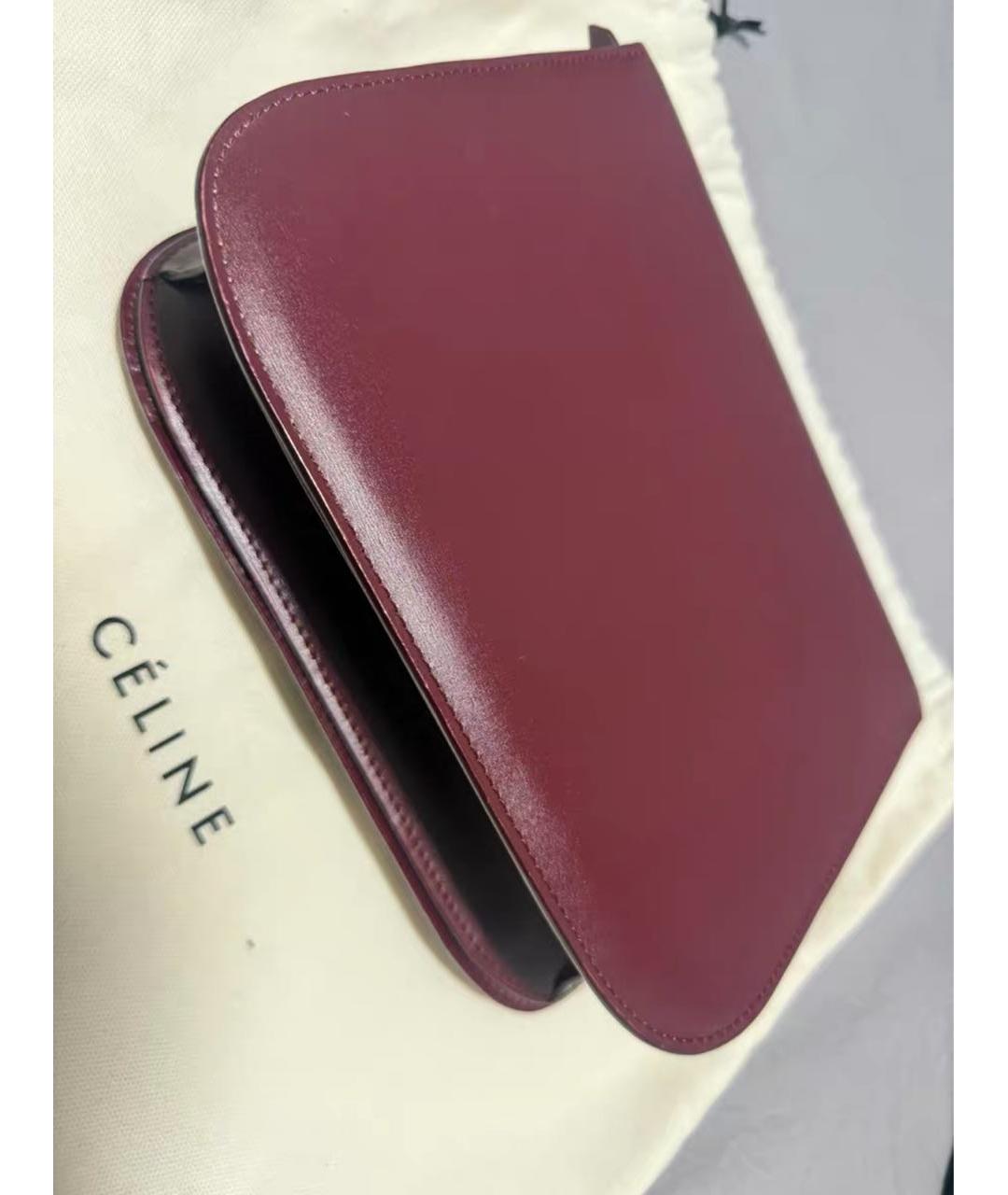 CELINE Бордовая кожаная сумка через плечо, фото 4