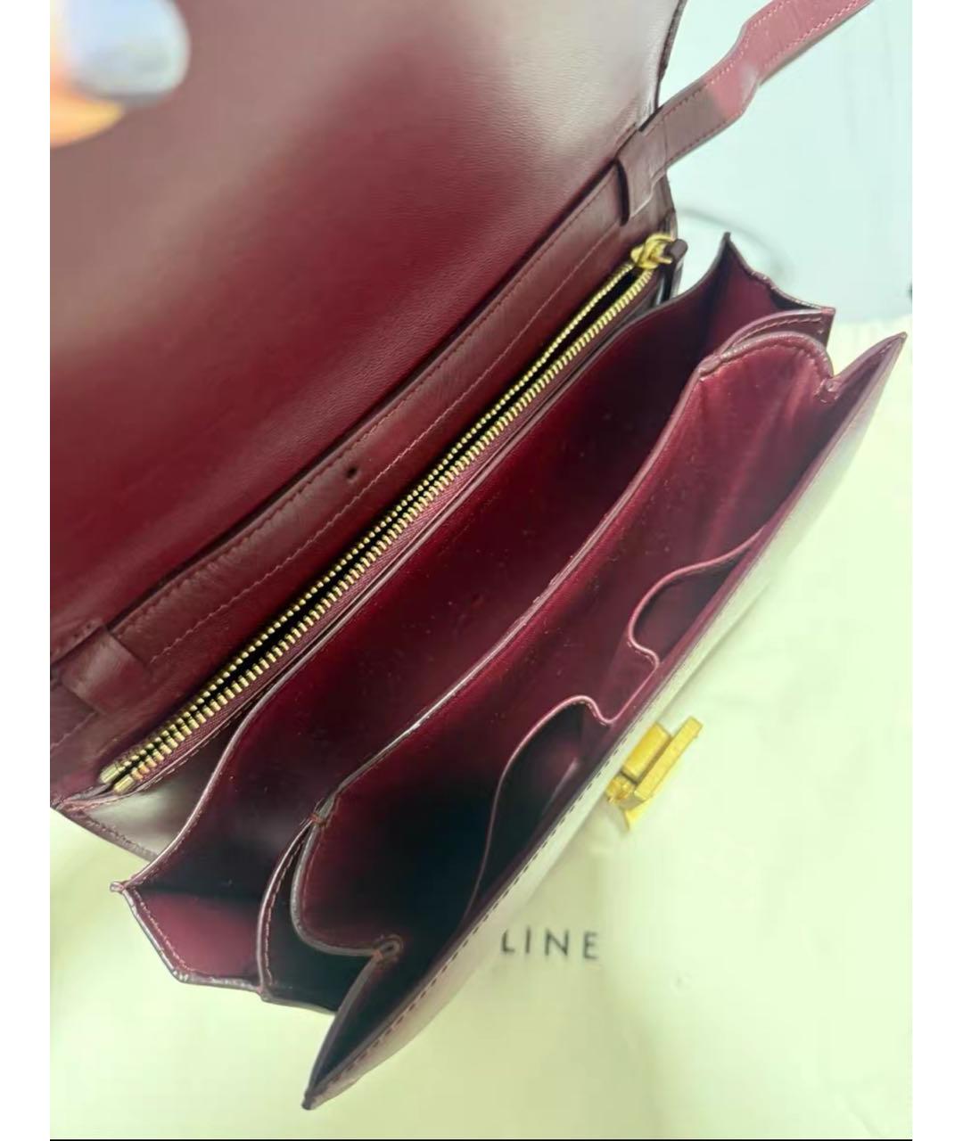 CELINE Бордовая кожаная сумка через плечо, фото 3