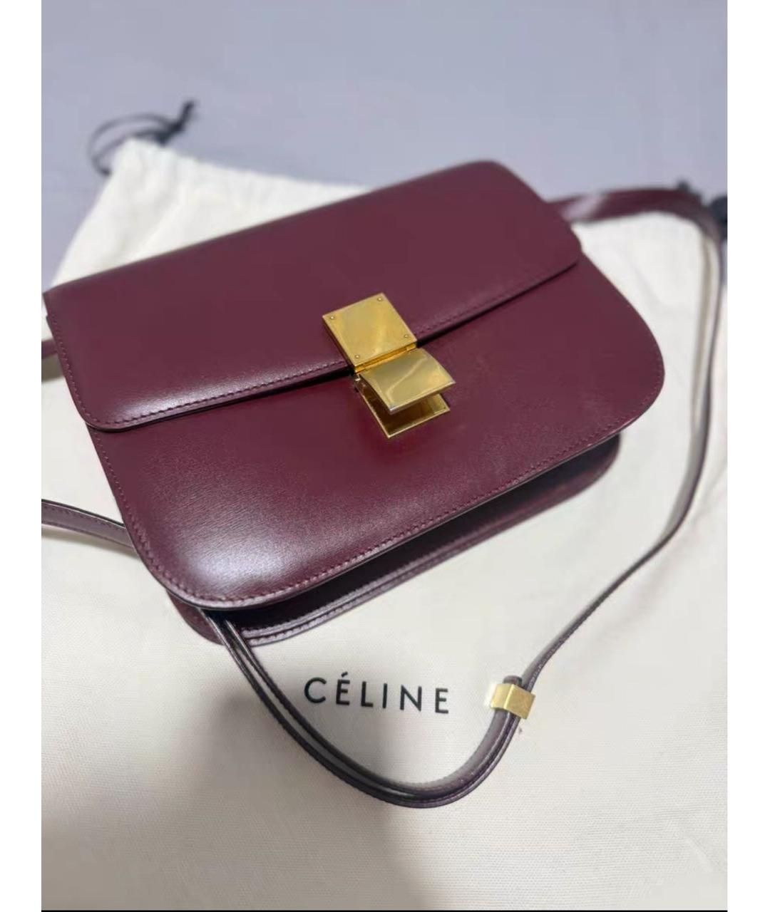 CELINE Бордовая кожаная сумка через плечо, фото 2