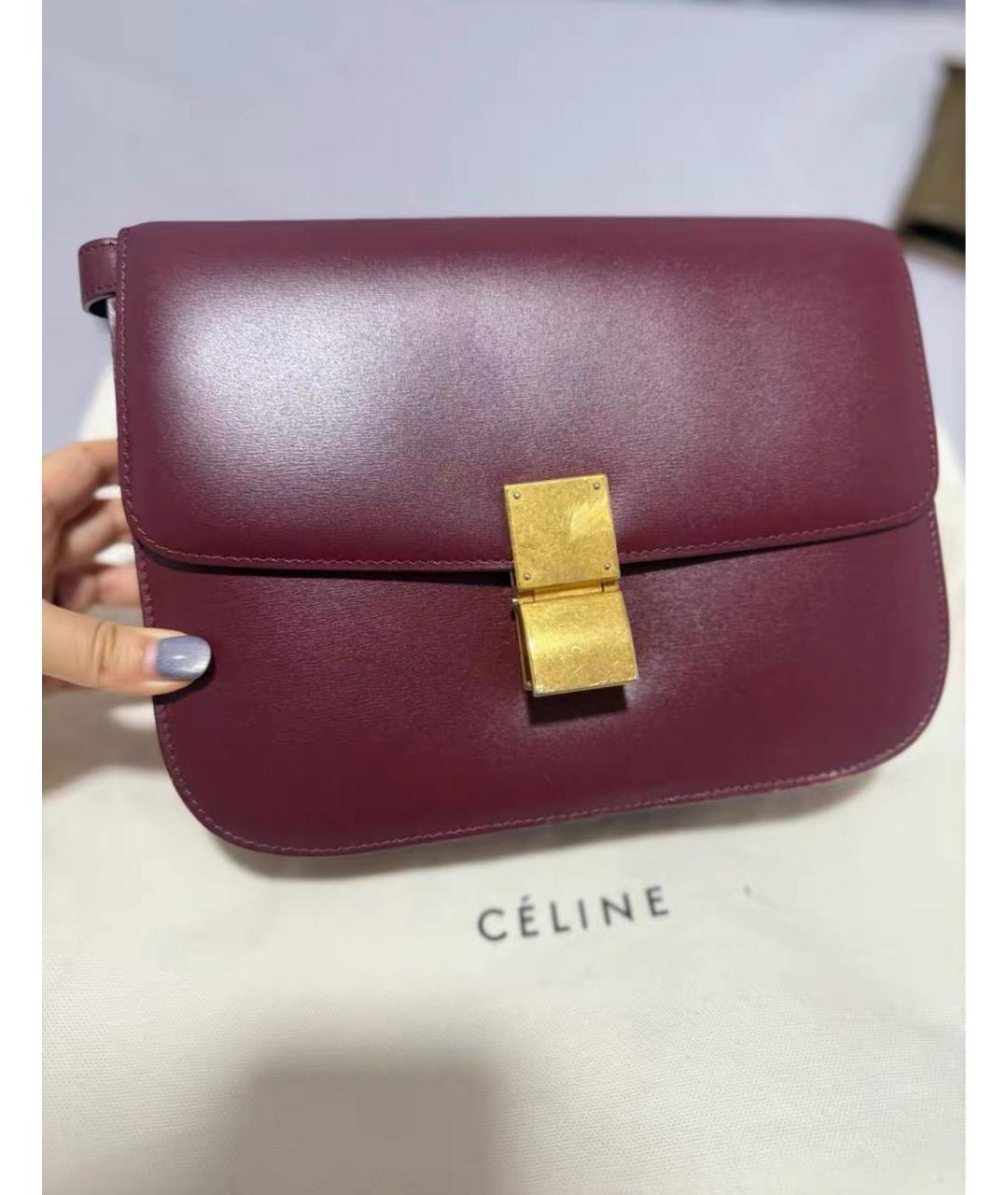 CELINE Бордовая кожаная сумка через плечо, фото 6