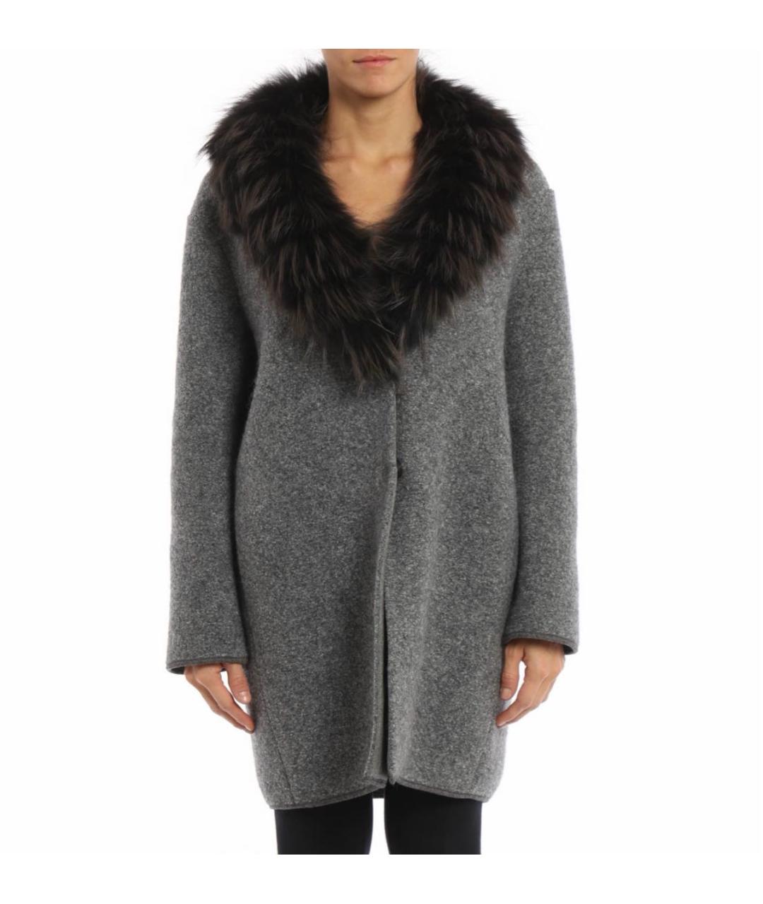 FABIANA FILIPPI Серое шерстяное пальто, фото 5