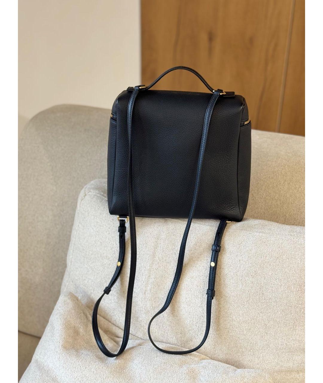 LORO PIANA Черный кожаный рюкзак, фото 2
