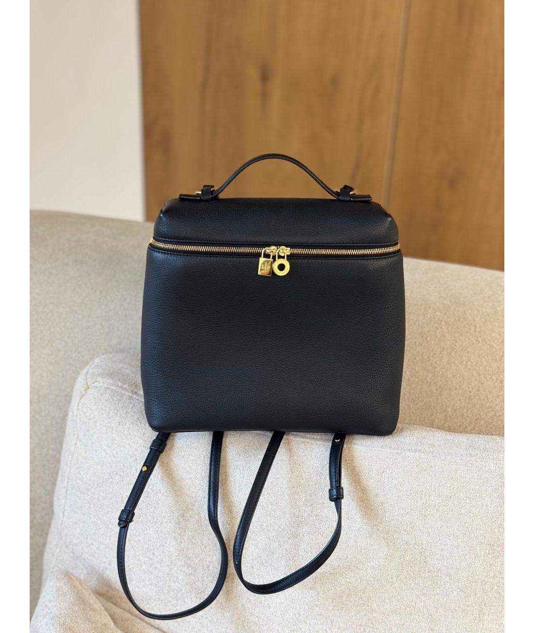 LORO PIANA Черный кожаный рюкзак, фото 3