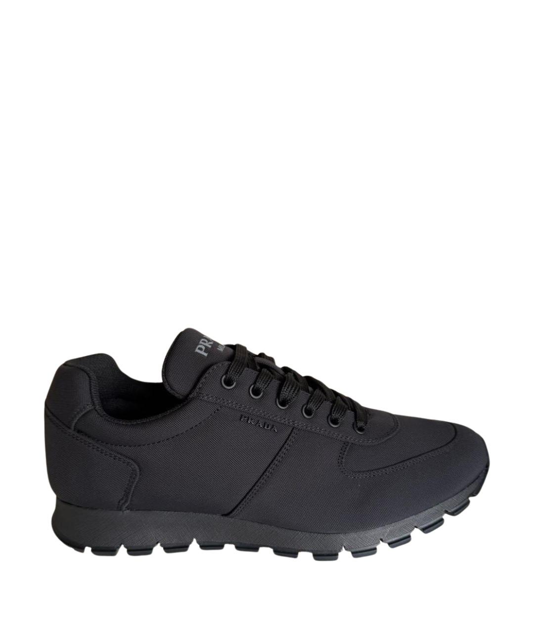 PRADA Черные текстильные низкие кроссовки / кеды, фото 1