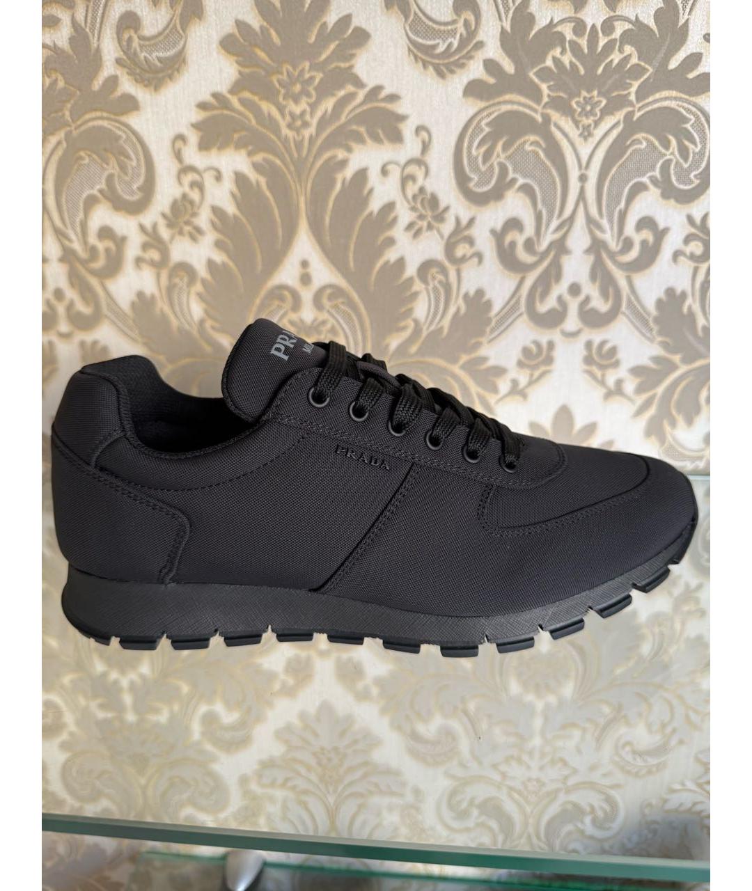PRADA Черные текстильные низкие кроссовки / кеды, фото 4