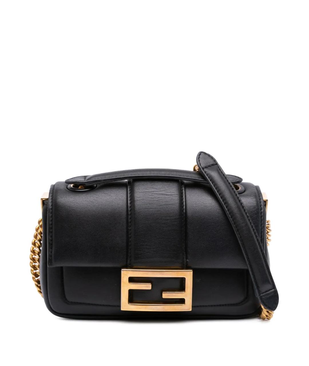 FENDI Черная кожаная сумка через плечо, фото 1