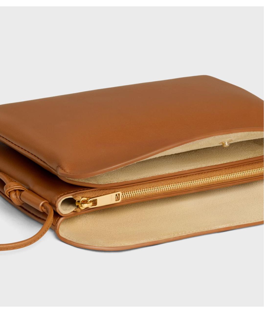 CELINE Коричневая кожаная сумка через плечо, фото 4