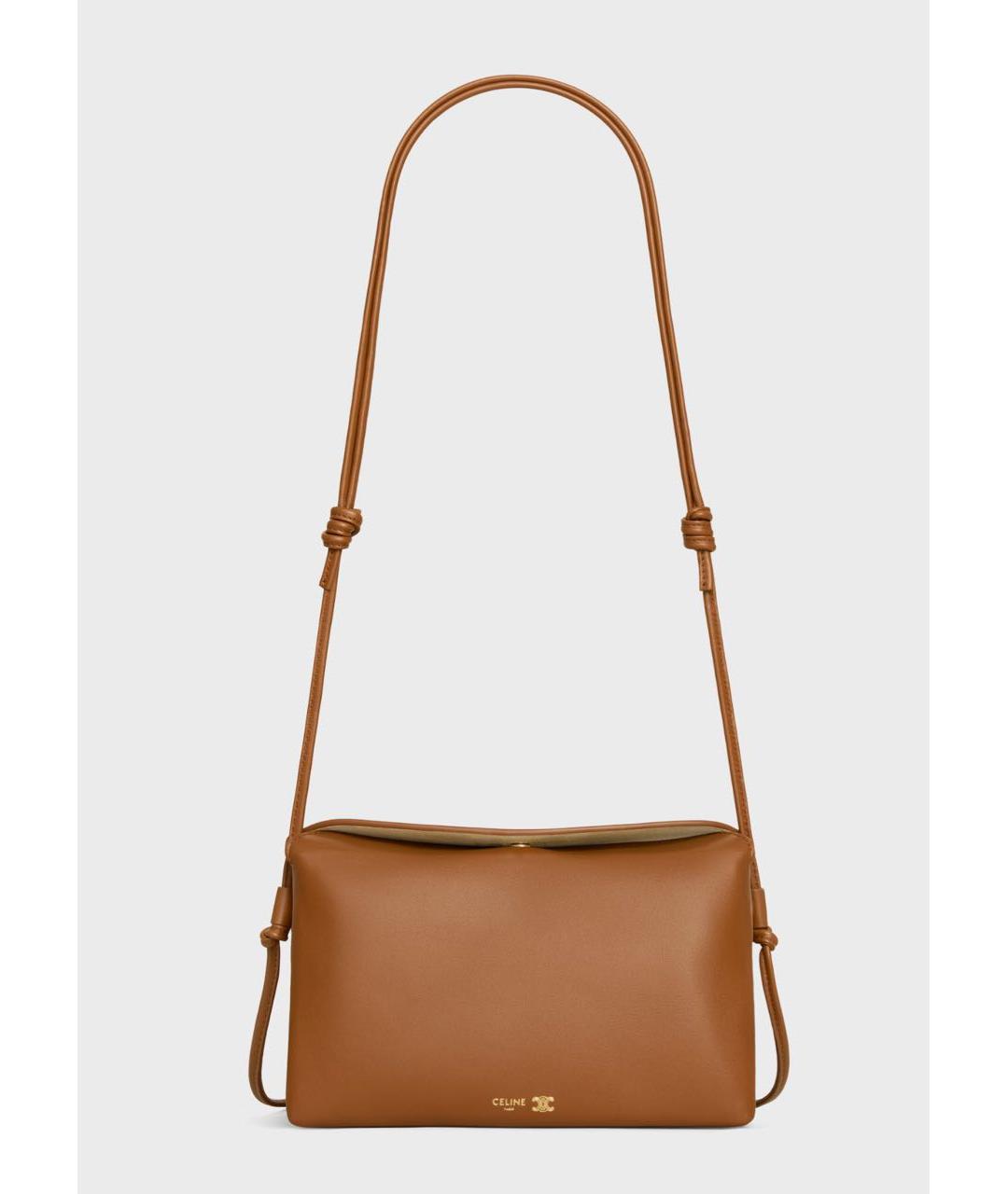 CELINE Коричневая кожаная сумка через плечо, фото 3