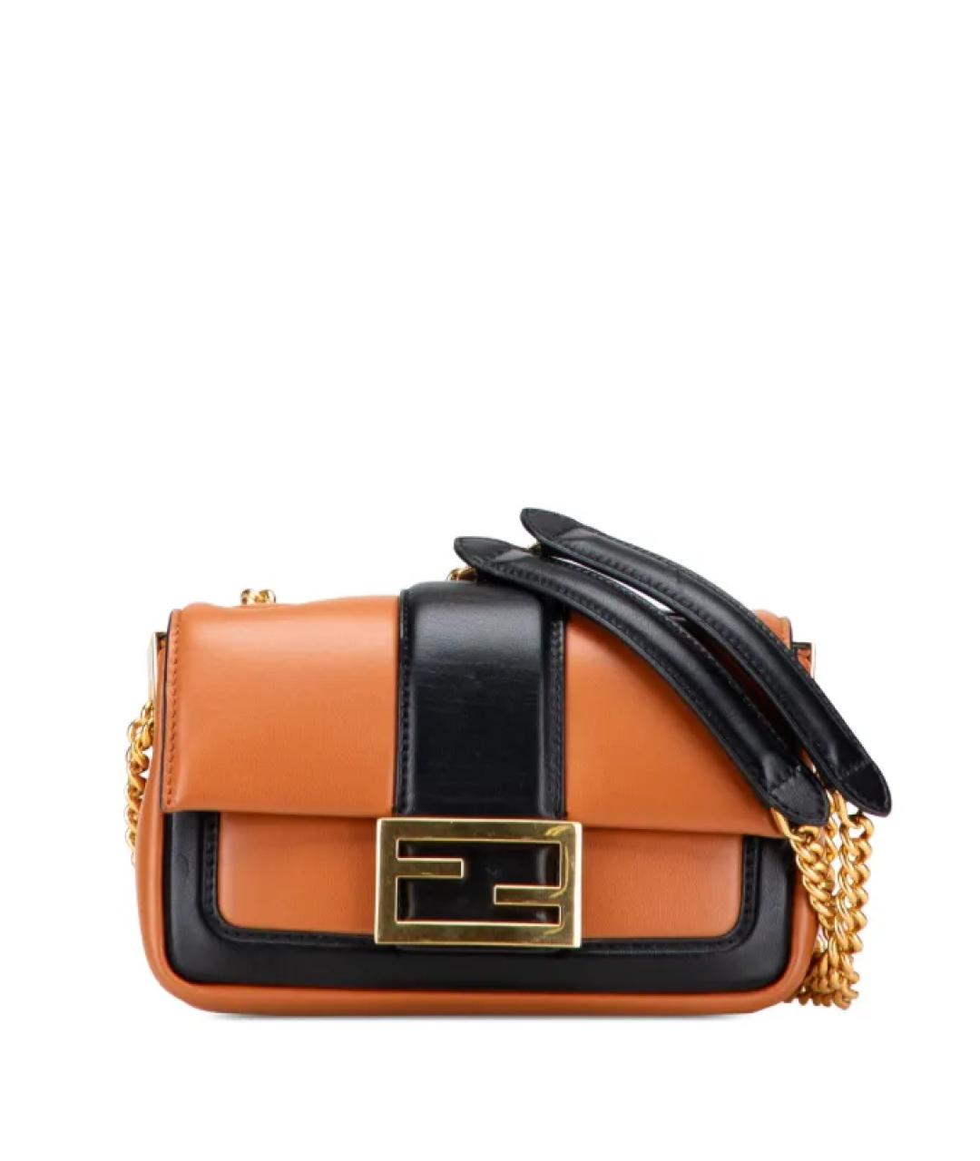 FENDI Оранжевая кожаная сумка через плечо, фото 1