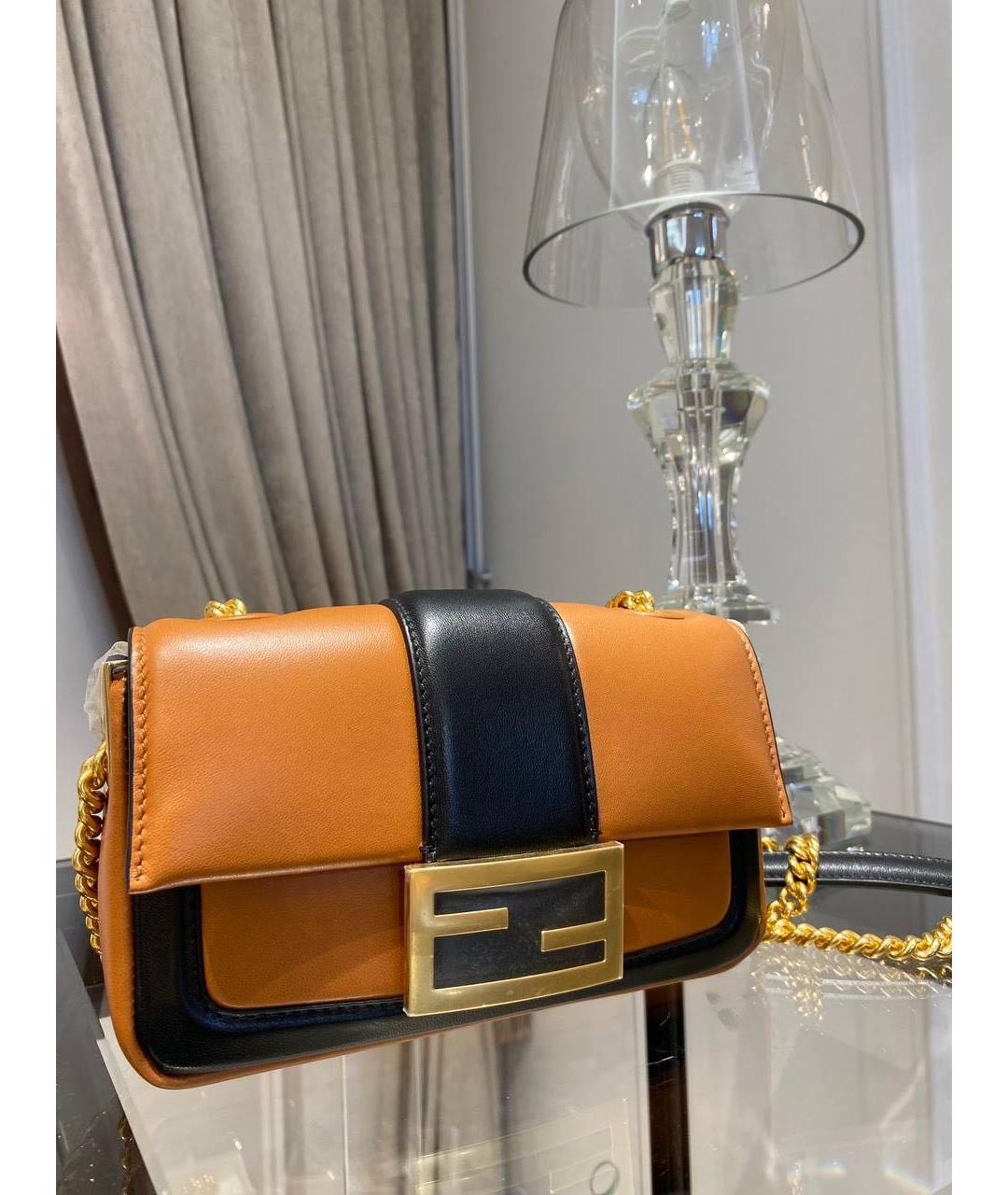 FENDI Оранжевая кожаная сумка через плечо, фото 2