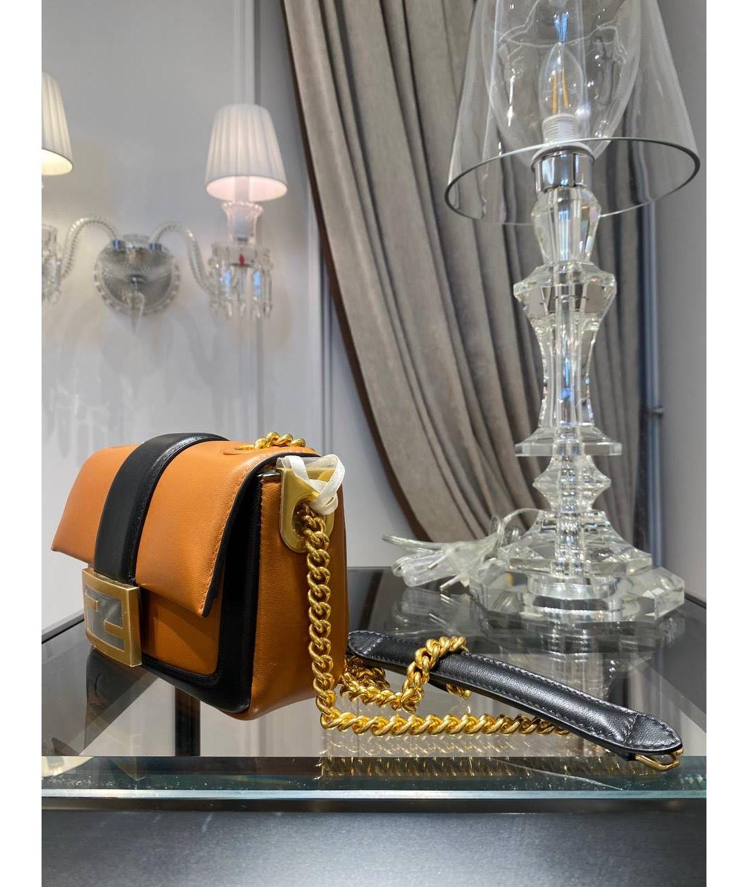 FENDI Оранжевая кожаная сумка через плечо, фото 3