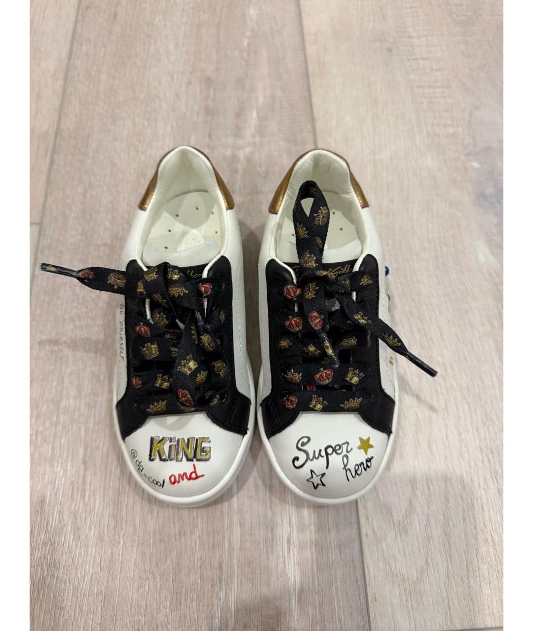 DOLCE&GABBANA Белые кожаные кеды, фото 3