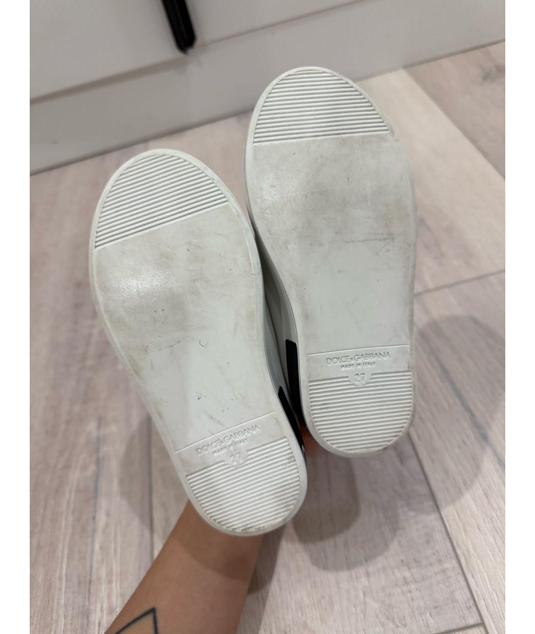 DOLCE&GABBANA Белые кожаные кеды, фото 5