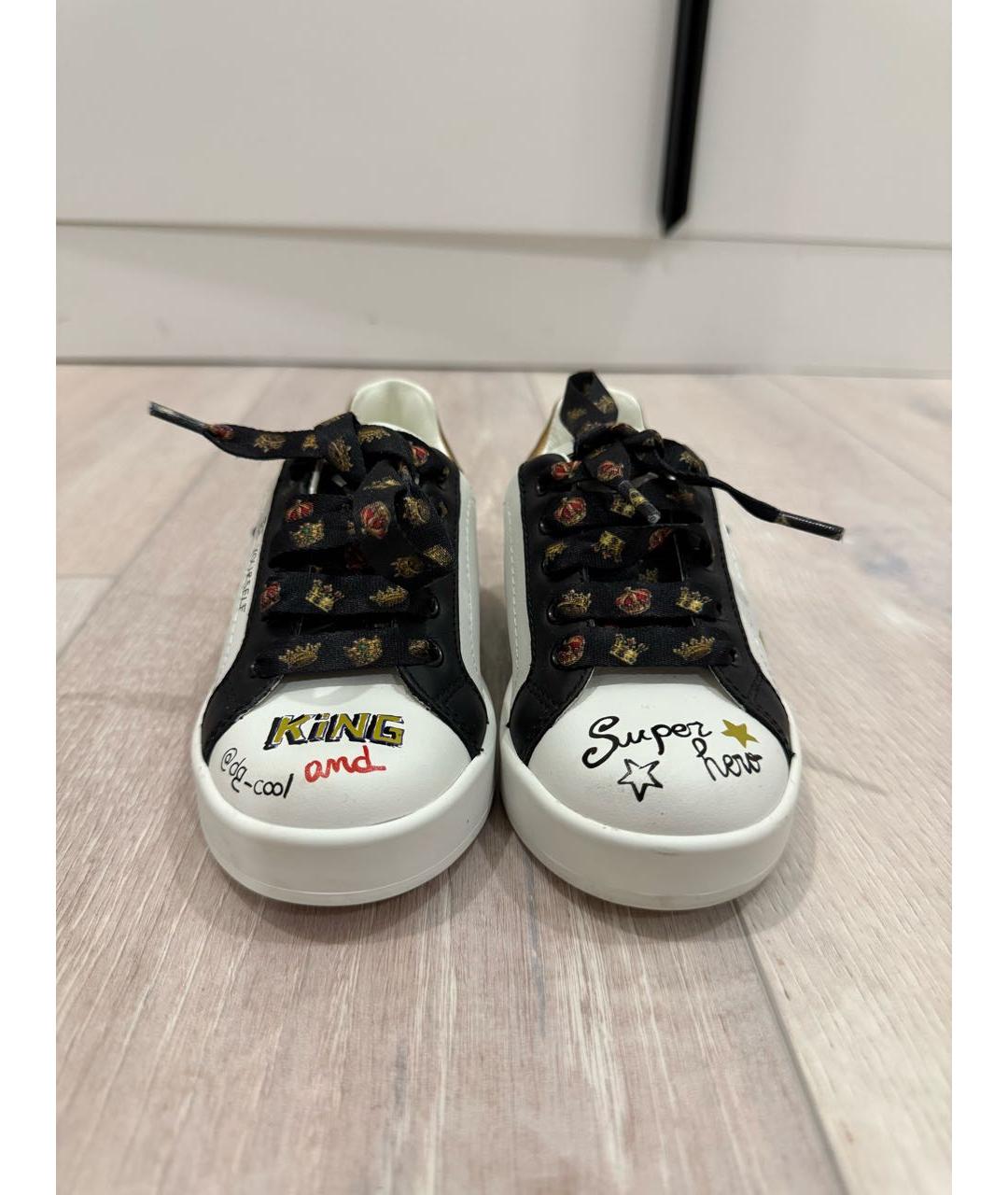 DOLCE&GABBANA Белые кожаные кеды, фото 2