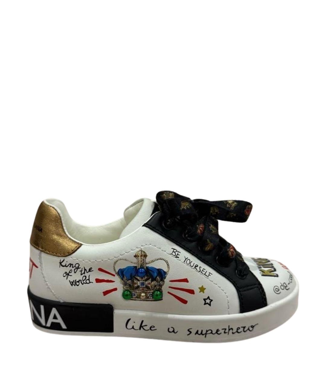 DOLCE&GABBANA Белые кожаные кеды, фото 1