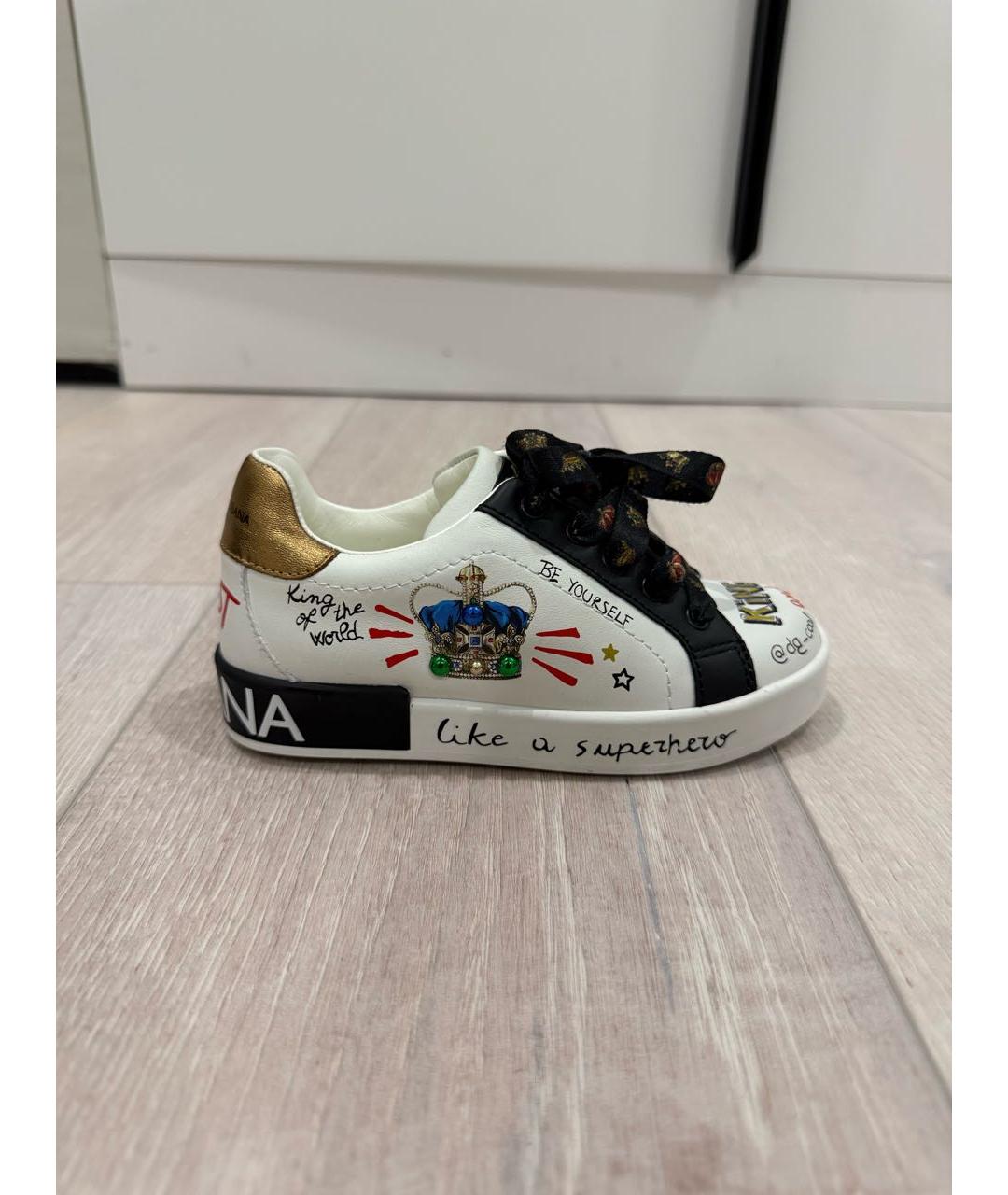 DOLCE&GABBANA Белые кожаные кеды, фото 8