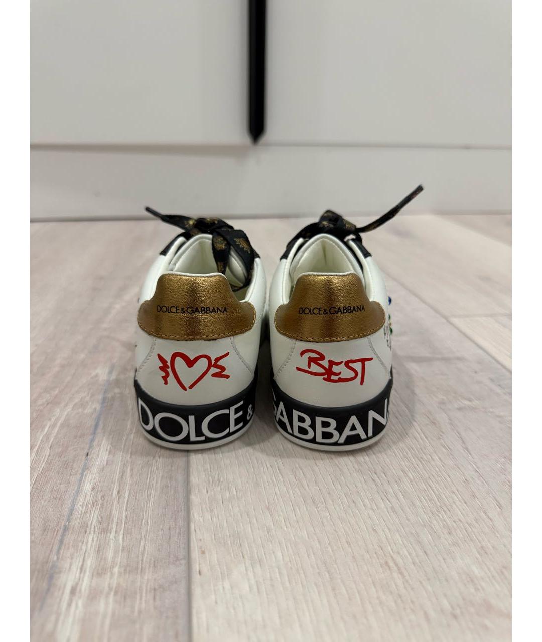 DOLCE&GABBANA Белые кожаные кеды, фото 4