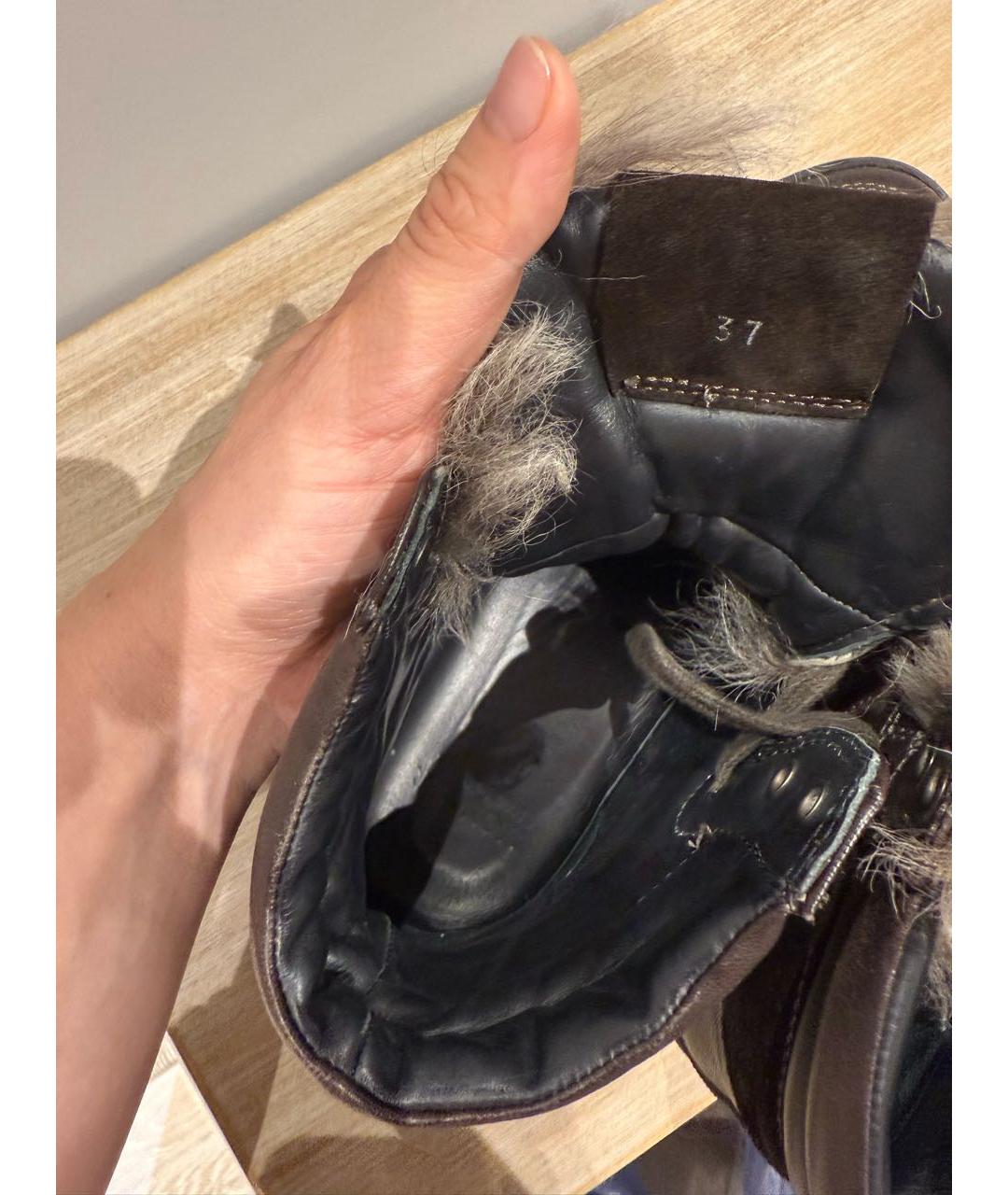 MONCLER Коричневые кожаные кеды, фото 6