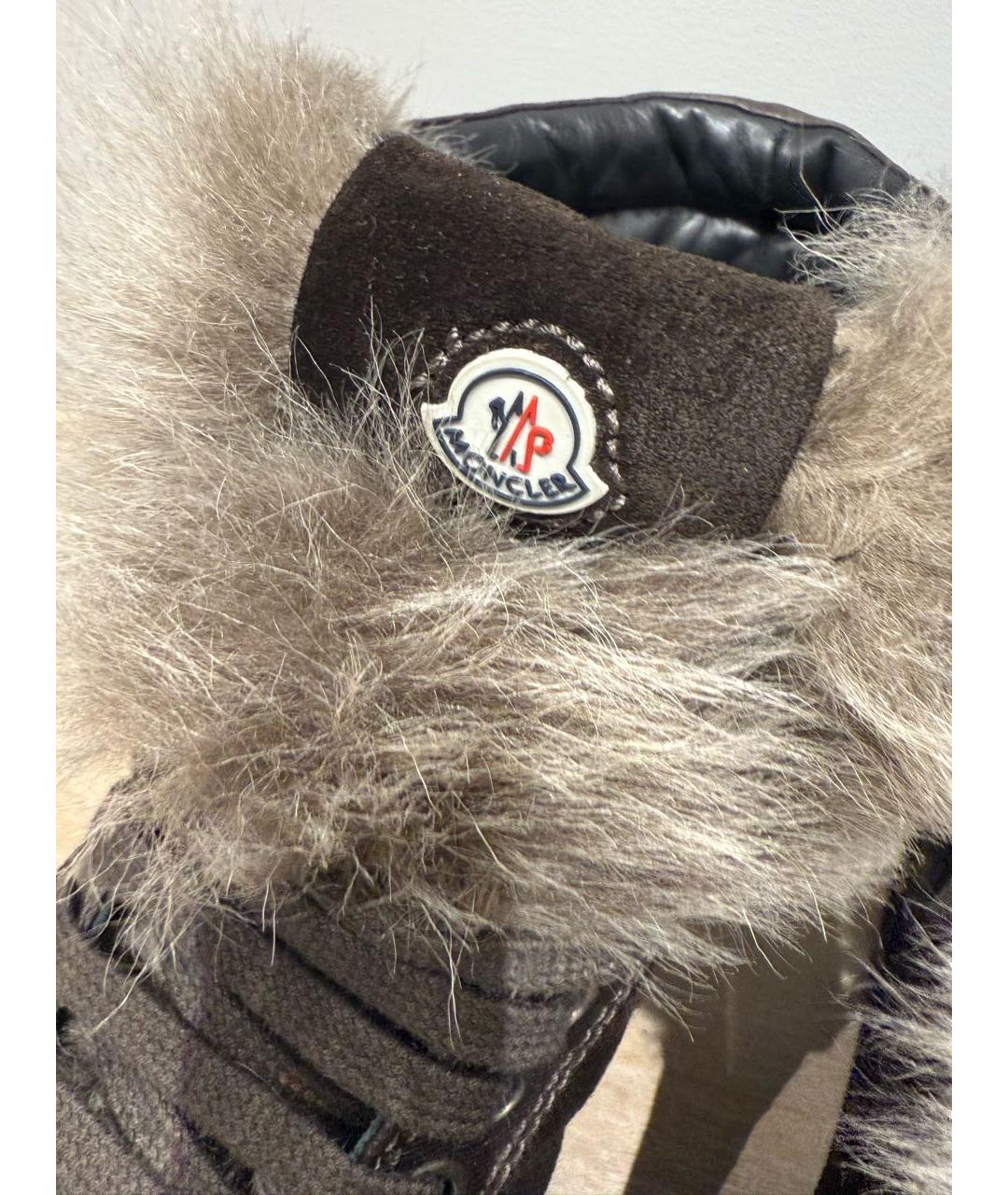 MONCLER Коричневые кожаные кеды, фото 5