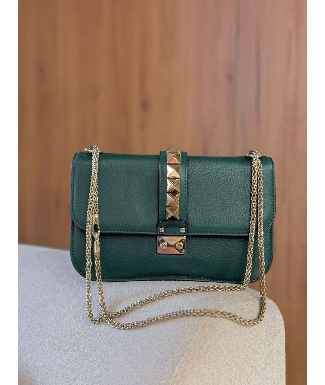 VALENTINO Зеленая кожаная сумка через плечо, фото 4